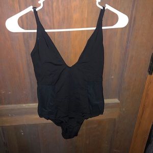 V-neck sheer one piece swimsuit